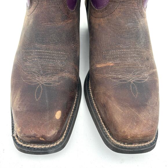 Justin Men’s Stampede Cowboy Boots Western Purple Leather Size 10 EE Extra Wide - Picture 5 of 10